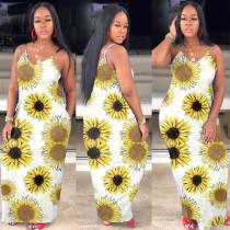 Ladies color sunflower fashion loose dress YZM50121