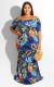 Newest Ladies Floral Print Off Shoulder Maxi Dress HSY1884
