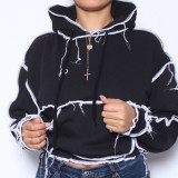 Fashion Stitching Pocket Long Sleeves Hooded Sweater T093402G