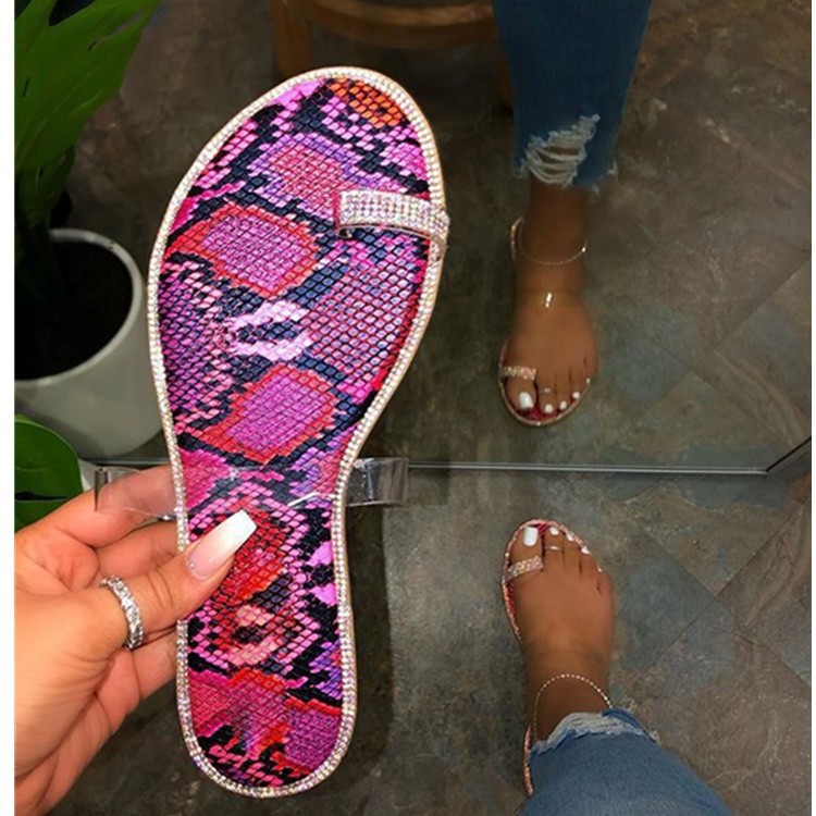 Snakeskin Strappy Flip Flop Sandals