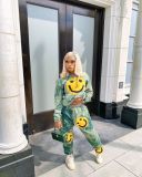 2020 autumn and winter new printing smiley face thick amber sports and leisure two-piece suit   A10