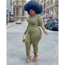 Fashion Plus Size Round Neck Long Sleeves Jumpsuit YFS1409