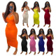 Plus size spring and summer new solid color Womens sexy dress H1639