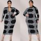 Fat lady Womens dress plus size long digital printing dress SJ5277