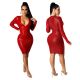 Sexy Sequins V-Neck Long Sleeves Mini Skinny Dress JLX1112