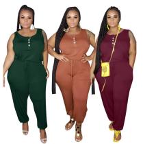 Knitted loose casual solid color jumpsuit plus size Womens jumpsuit OSS20765