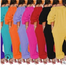 Long-sleeved trousers solid color jumpsuit YMZE3971