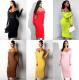 Sexy Solid Color Knitting V-Neck Long Sleeves Long Dress DHK651