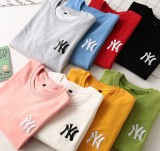 Trendy brand NY Yankees embroidered sweater men and women couple loose cotton white sweater casual i