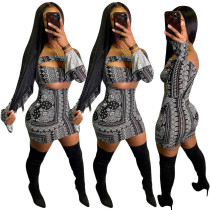 Plus size sexy printed dress European and American nightclub style Womens tight skirt YY5251