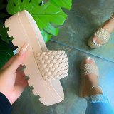 Large size Womens thick-soled sandals and slippers beach shoes woven non-slip thickening HWJ363