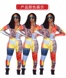 New style positioning printing fashion casual jumpsuit womens clothing M9005