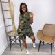 Camouflage print fashion casual loose loose zipper jumpsuit with pocket MH2071