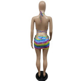 Rainbow tie-dye three-piece swimsuit GH028