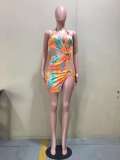 Swimsuit colorful print dress D8448
