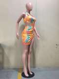 Swimsuit colorful print dress D8448