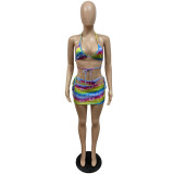 Rainbow tie-dye three-piece swimsuit GH028