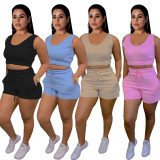 Pure color vest sports suit Sports and leisure suit Casual Womens clothing CM2133