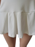 Pure color sports leisure vest sports pleated skirt two-piece suit CM2129