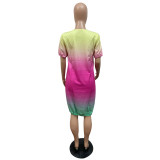 Gradient dress bubble skirt plus size big T-shirt lantern skirt GH031
