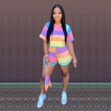 Fashion casual digital printing rainbow two-piece suit ORY5196