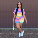 Fashion casual digital printing rainbow two-piece suit ORY5196