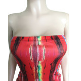 Colorful tie-dye strapless breast wrap dress BN063