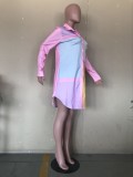 Mid-length color positioning printed shirt skirt OL6042