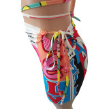 Multicolor graphic print swimsuit suit BN157