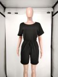 Sexy casual fashion short-sleeved shorts jumpsuit YM8602