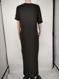 Fashionable short-sleeved hem slit deep V-neck loose dress T-shirt long skirt X9300