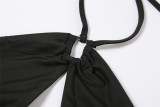 Sexy hollow halter vest fashion hip short skirt suit K21S02747