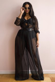 Sexy see-through mesh plus size women's jumpsuit Q7198