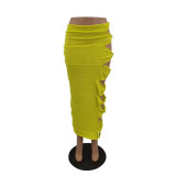 Sexy solid color skirt with knotted holes M6533