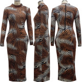 Fashionable Digital Printed Slim Women's One-piece Dress SMR10443 