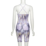 New colorful tie-dye printing sexy open back suspender jumpsuit K21Q02465