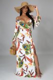 Fashion Digital Printed V-Neck Dress SMR10279
