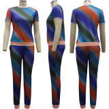 Casual fashion digital printing sports suit two-piece suit SMR10330