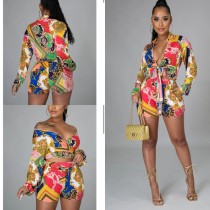 Fashion digital printing stitching suit two-piece suit SMR10227