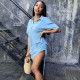 New polo neck pleated loose T-shirt dress M21DS306