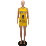 Fashion casual purple gold color matching slim sports basketball vest dress Y7014