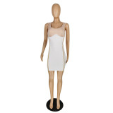 High elastic zipper slit sleeveless dress E540