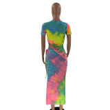 Tie-dye irregular sexy dress MN1093