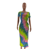 Tie-dye irregular sexy dress MN1093
