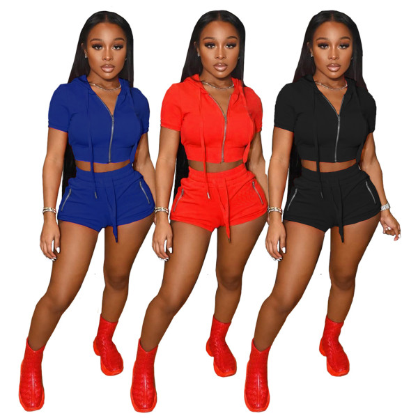 Short-sleeved shorts Fashion casual sports suit Two-piece women's clothing H1640