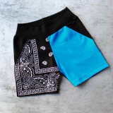 Patchwork cashew flower casual sports beach shorts women F145