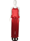Women summer casual strapless sling solid color two-piece suit L0273