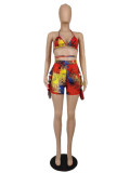 Fashion leisure two-piece bikini swimsuit with printed wood ears A5073