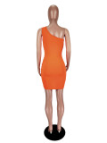 Solid color drawstring sleeveless fashionable sexy hollow dress XM1076