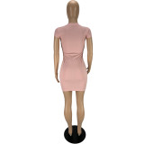 Fashion sexy solid color tight dress LY9305
